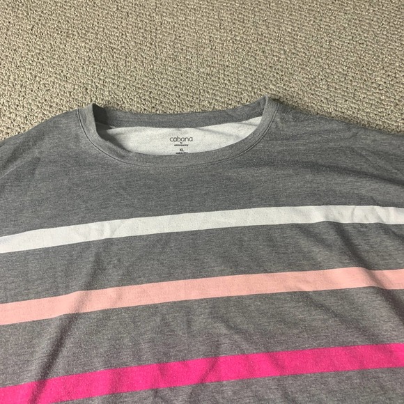 Cabana By Crown & Ivy Womens T-Shirt Size XL Gray Striped Baby Terry Pullover‎ - Picture 3 of 13